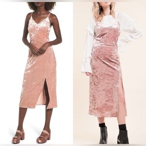 Moon River Velvet Midi Dress Rose Gold New size M